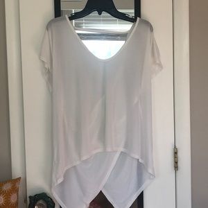 White scoop neck tie top